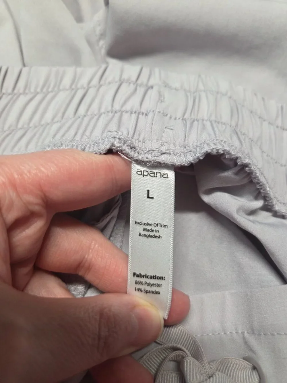 Apana Large Light Lavender Gray Drawstring Scalloped Jogger Pants Spring Casual